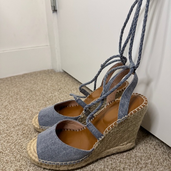 Joie “Phyllis” Espadrille Wedges - Denim Blue - Size 37.5 / 7.5 US (Nordstrom) - Picture 3 of 10